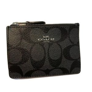 Coach Wallet Small Card Case Black SignatureCanvas